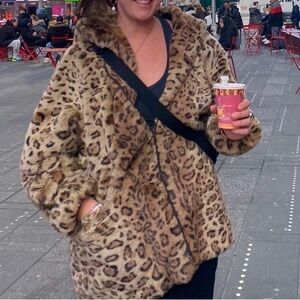 Oleg Cassini Animal Print Teddy Jacket